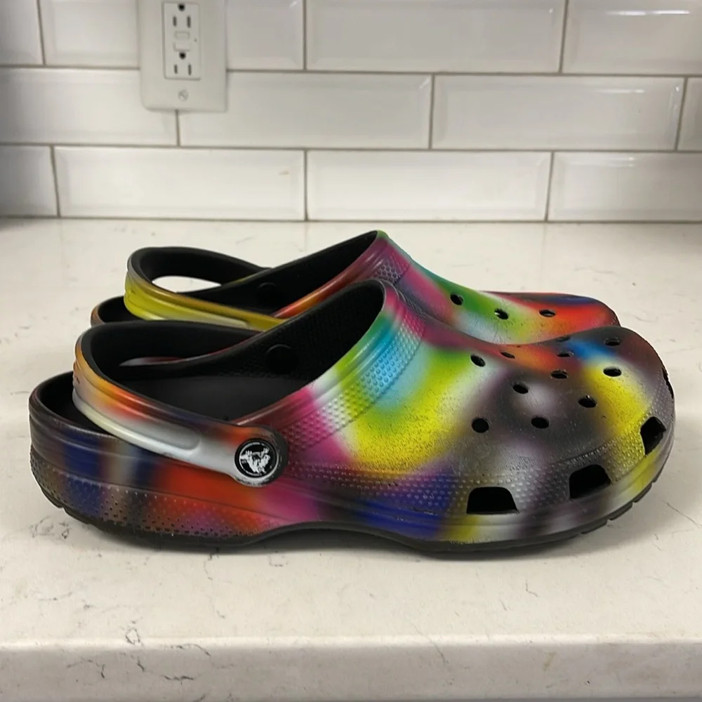 Crocs Classic Clog Solarized Tie Dye Unisex Women’s 12 - Mens 10 Black / Multi